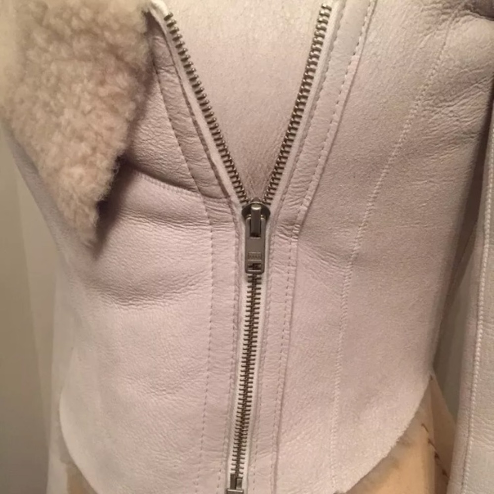 Helmut Lang Leather & Shearling Motorcycle Jacket - Picture 6 of 9